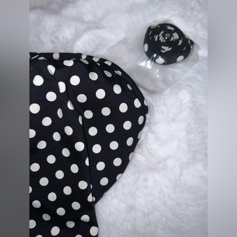 4/$10 Bundle Sale: NWOT Merona Polka Dot Peplum Tankini Top removable Neck Strap - Picture 3 of 5